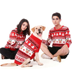 MuYaoPet family matching outfits featuring dog and owner in festive Christmas set for photos.