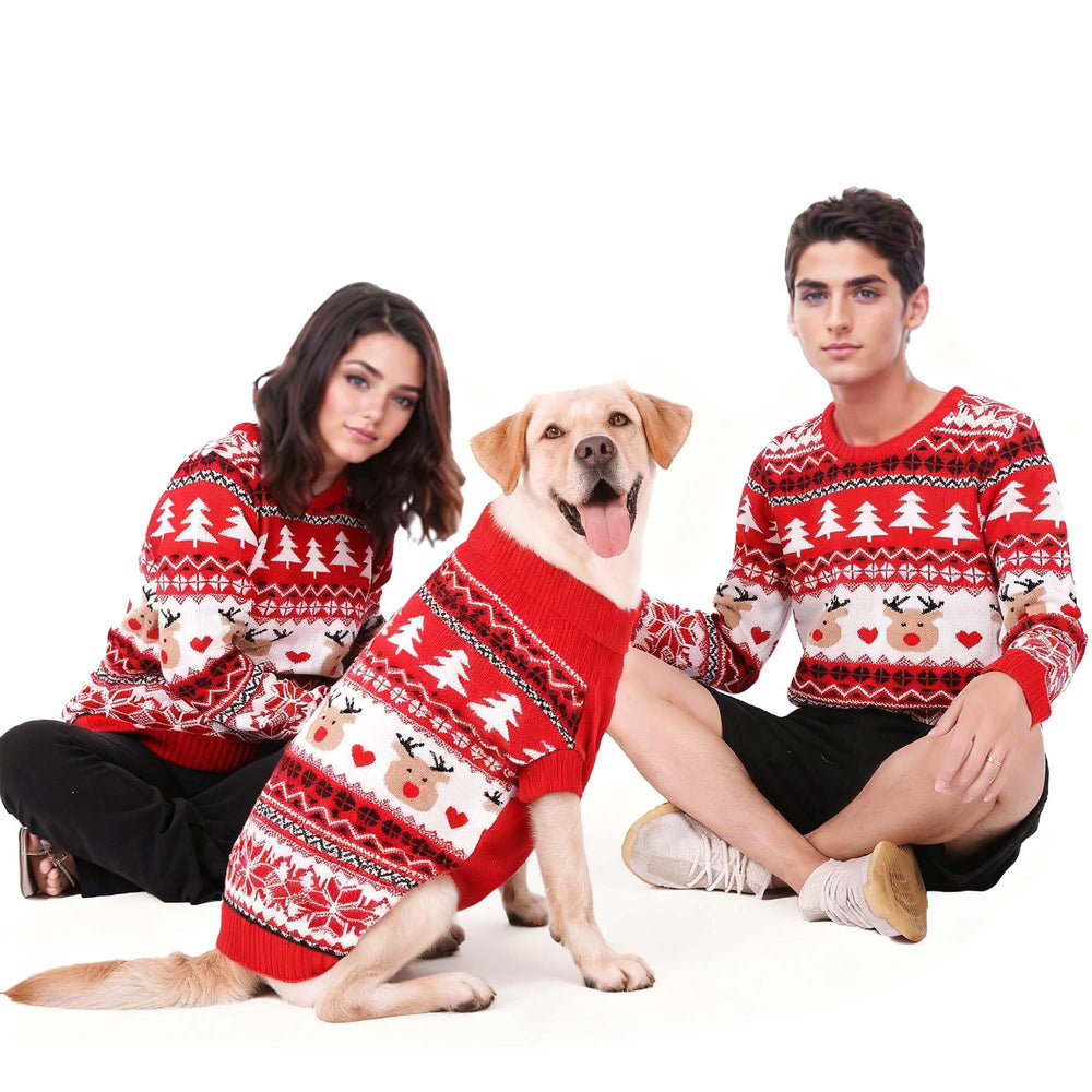 MuYaoPet family-matching dog-owner sweater set for festive photos and cozy nights.