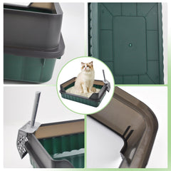MUYG cat litter box large high-sides green reduces spills during digging