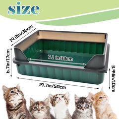 MUYG cat litter box large low-entry green facilitates gentle entry for older cats