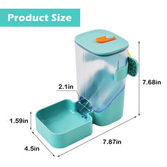 MUYG hanging rabbit feeder 35oz capacity close-up shows easy-fill top lid for quick refills