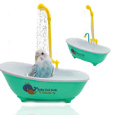 MUYG Parrot Automatic Bathtub green body for safe, refreshing bird baths.