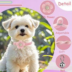 MUZIEBA small dog collar with purple flower for outings.
