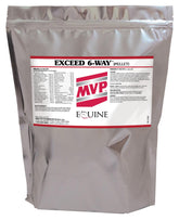 MVP Exceed 6-Way pellets in bag for all-in-one horse wellness.