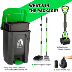 MXF metal tray and rake with 38-inch reach for quick cleanup.