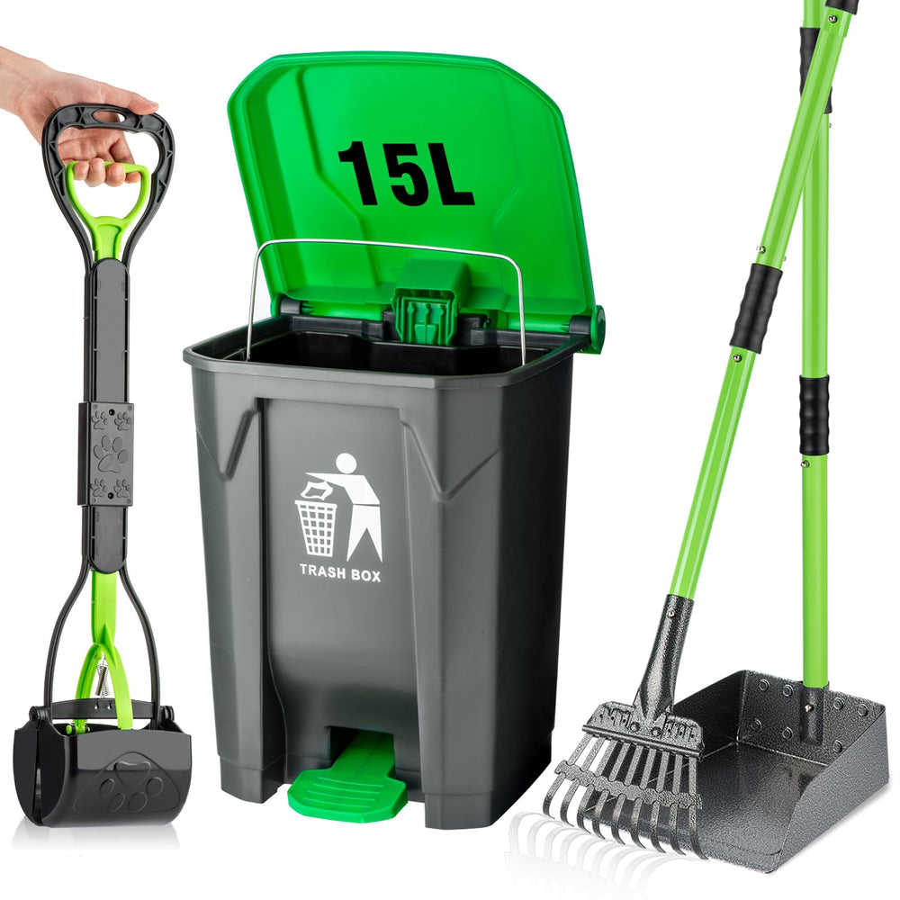 MXF pooper scooper set with 28-inch handle for easy pickup.