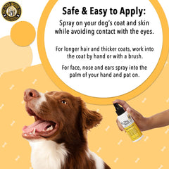 My Dog Nose It Coat and Body Spray on dog coat for skin protection outdoors.