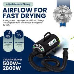 My Pet Command dog dryer extendable hose 7.7 ft for flexible setup.