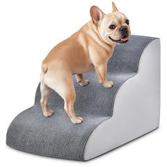 MYAXBD dog stairs 3-step foam-steps provide stable elevation for small dogs.