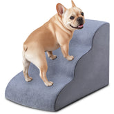 MYAXBD dog stairs 3-step 15.7h gray aid easy bed access for small dogs.