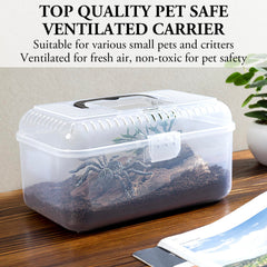 MyGift reptile carrier terrarium open lid enables easy placement and removal of small pets.