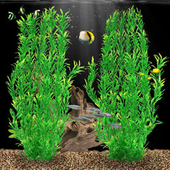 MyLifeUNIT plastic aquarium plants with soft leaves safe for fish exploration.