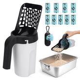 MYPIN cat litter scooper with holder shown for quick one-handed cleanup