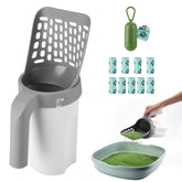 MYPIN cat litter scooper with holder enables quick one-handed cleanup.