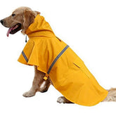 NACOCO dog raincoat back view shows waterproof protection during rainy walks.