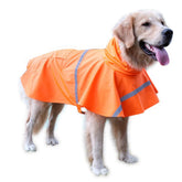 NACOCO dog raincoat orange back view showing waterproof protection for rainy walks