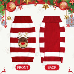 NACOCO dog reindeer sweater red medium back view showcases cozy knit and holiday style.