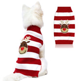 NACOCO dog reindeer sweater red medium front view keeps small pets warm and festive.