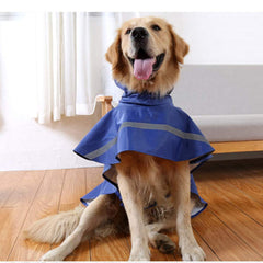 NACOCO large dog raincoat reflective strip blue enhances night visibility