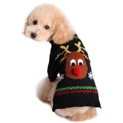 NACOCO Rudolph sweater dog front view helps keep pets warm during holidays.