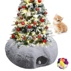 Naielfopet cat tunnel bed with toy balls for added play and interactive fun.