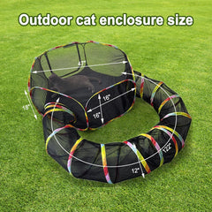 Naielfopet cat enclosure tunnel connects to the tent for extended play