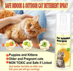 NAKESY cat deterrent spray protecting a sofa edge from scratches
