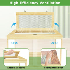 Nalwort reptile terrarium 28-gallon mesh roof open demonstrates adjustable ventilation