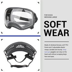NAMSAN dog goggles UV400 lenses protect eyes from sun on sunny runs.