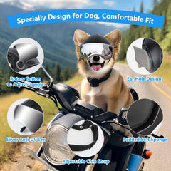 NAMSAN dog helmet with UV visor shields eyes from sun and dust