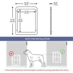 NAMSAN dog screen door outer frame highlights sturdy ABS construction for durable outdoor use.