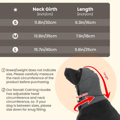 Nanaki Calming Hoodie ear-wraps post-surgery protection closeup shows secure ear medications.