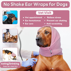 Nanaki ear wrap during bath protects ears and helps keep pets calm