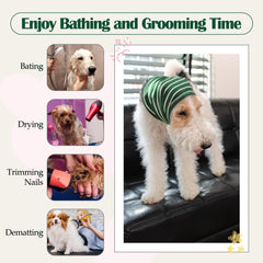 Nanaki noise reduction dog hoodie showcases calmer sessions during storms and fireworks.