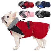 Nanaki small dog coat in red with waterproof outer layer and plush fleece lining for cold days.