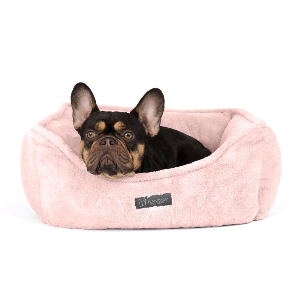 NANDOG Cloud Fabric Bed front view in pink provides cozy warmth for small pets.