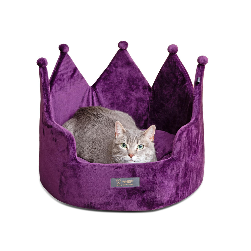 NANDOG Crown Dog Bed crown-design creates a regal, cozy lounging spot for small pets.