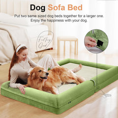 NANUYA large dog bed 3-sided bolster supports head and neck for better rest