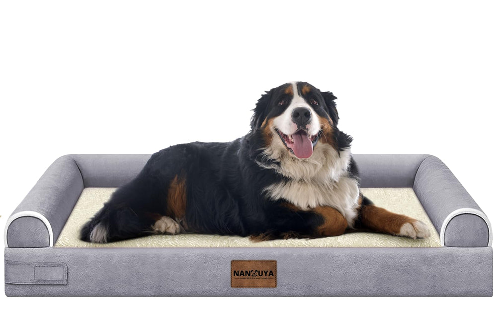 NANUYA large dog bed with egg crate foam setup provides supportive rest.