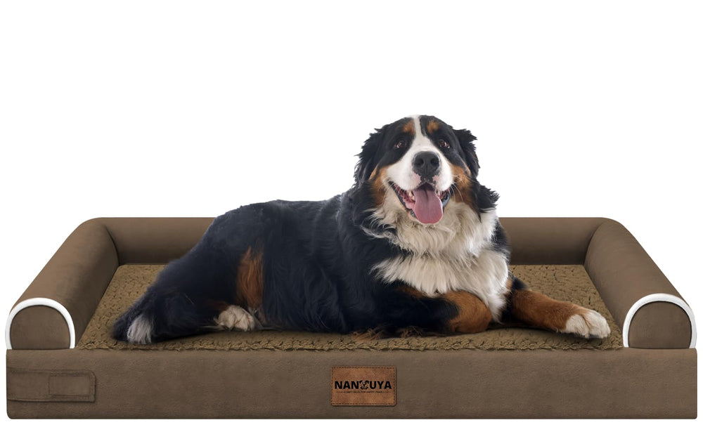 NANUYA large dog bed with egg crate foam supports joints for restful sleep.