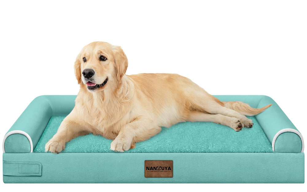 NANUYA large dog bed with egg crate foam supports joints for restful sleep.