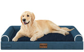 NANUYA large orthopedic dog bed with navy cover showing the foam surface for joint-friendly support.