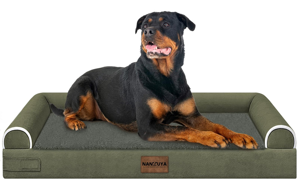 NANUYA large dog bed with orthopedic memory foam cover supports joints and comfort.