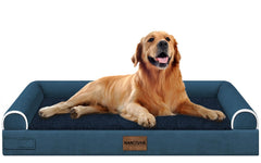 NANUYA large orthopedic dog bed foam close-up highlights supportive egg crate foam for joints.