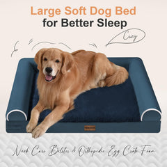 NANUYA large orthopedic dog bed navy cover showcases removable washable fabric.