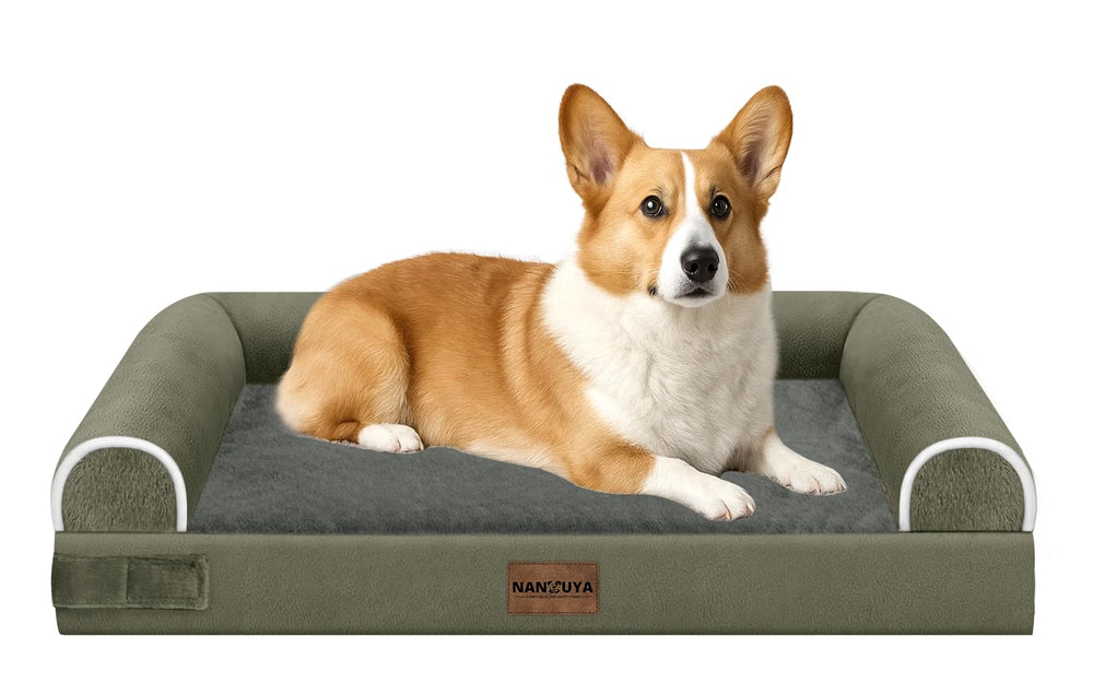 NANUYA medium-large dog bed top view with orthopedic egg crate foam for joint support.