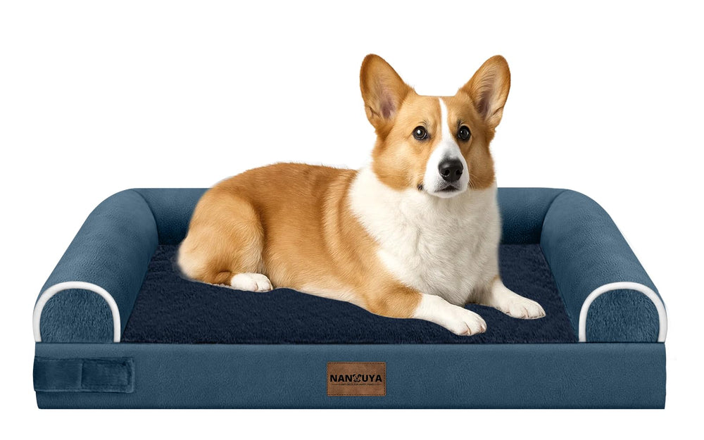 NANUYA medium-large dog bed with egg crate foam supports joints for restful sleep.