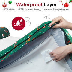 NANUYA velvet soft surface and bolster on green bed for cozy naps
