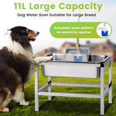 NAOEDEAH self-fill dog waterer with float valve ensures consistent outdoor water access.
