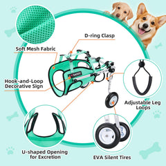 Nasjac dog wheelchair fully adjustable structure fits small to medium dogs.